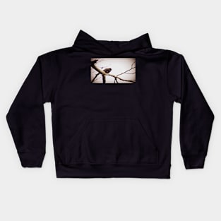 male red winged black bird in a tree Kids Hoodie